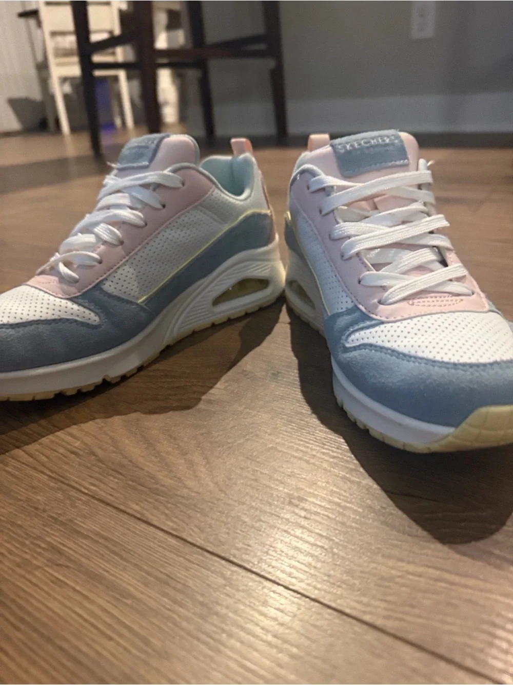 Skechers Women’s Pink, Light Blue & White Athletic Sneakers